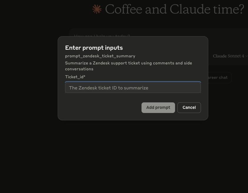 Prompt argument input in Claude